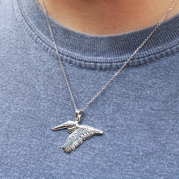 Sterling Silver Pelican - Hand Carved