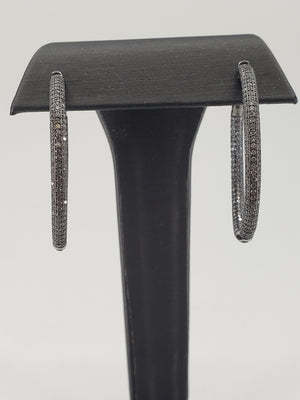 Sterling Pave CZ Hoops