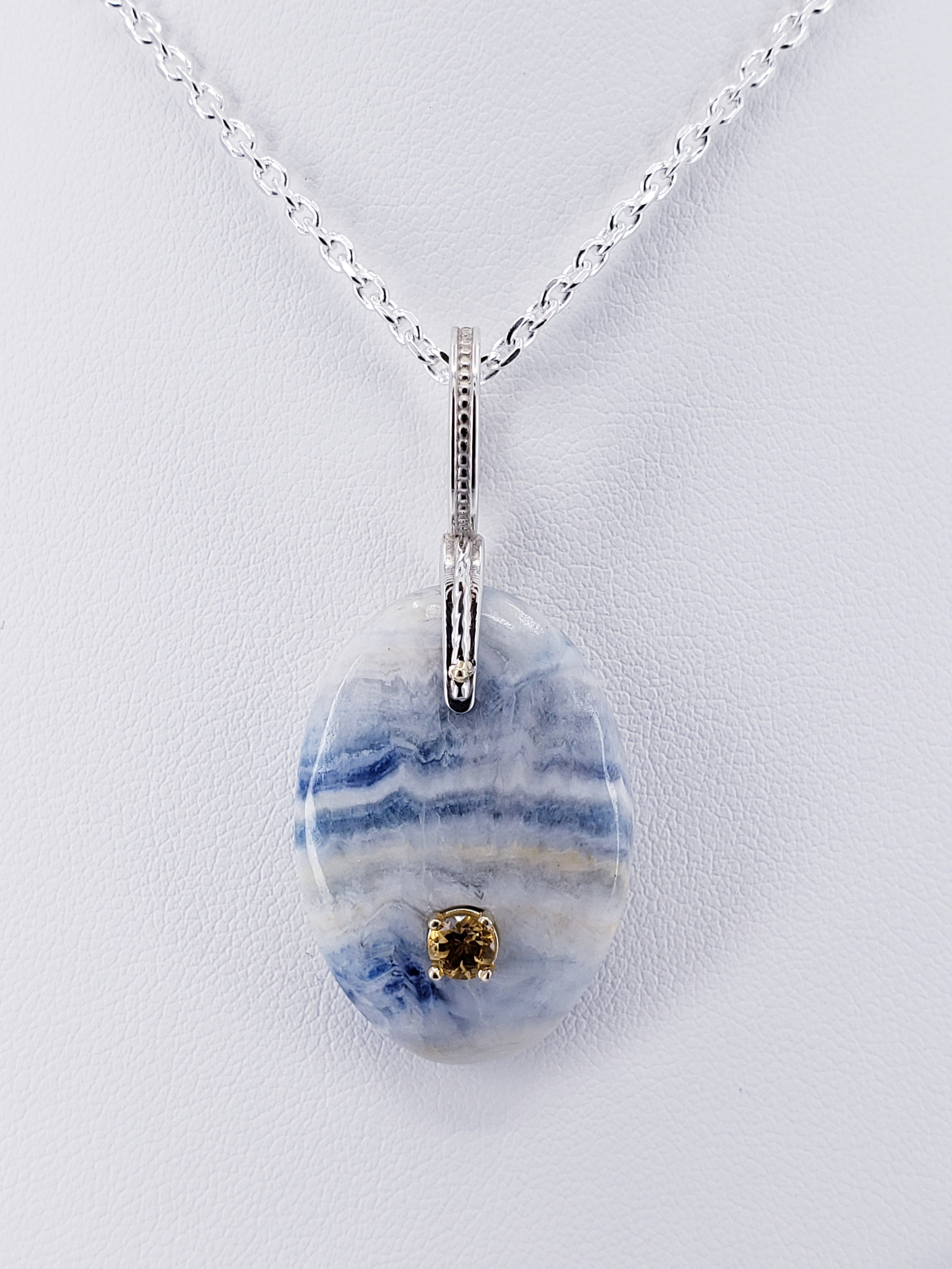 SS/14K Agate and Citrine Pendant