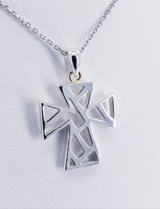 Sterling Silver Stained Glass Cross