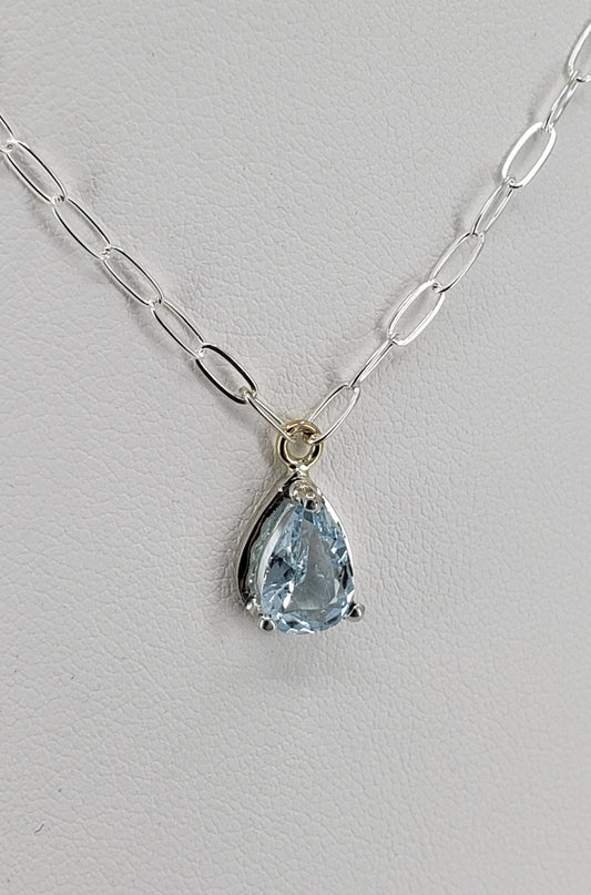 16" Sterling Aquamarine Necklace